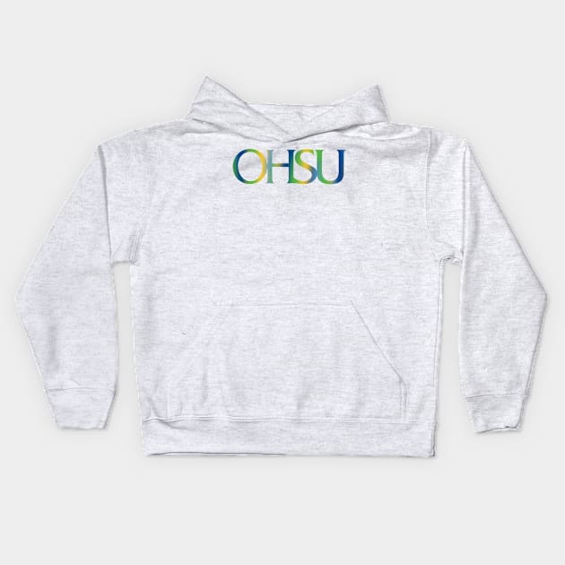 ohsu tie-dye logo Kids Hoodie by laurwang